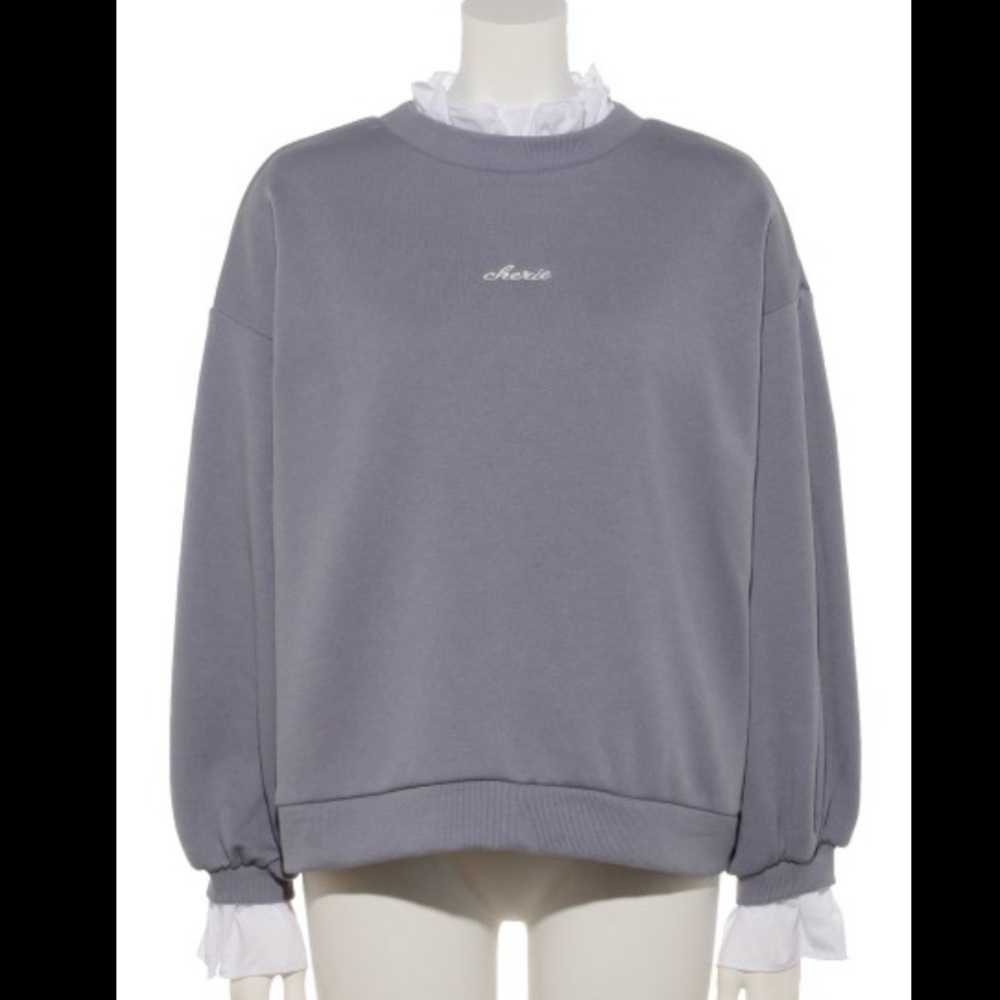 japan brand ingni cherie crewneck sweater with ruffles